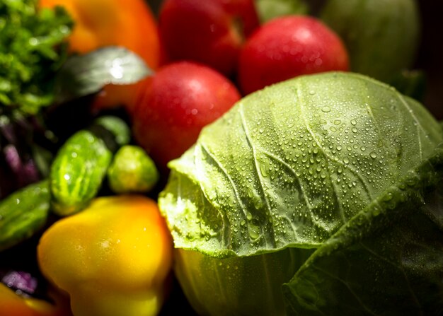 Front view arrangement of delicious autumnal vegetables