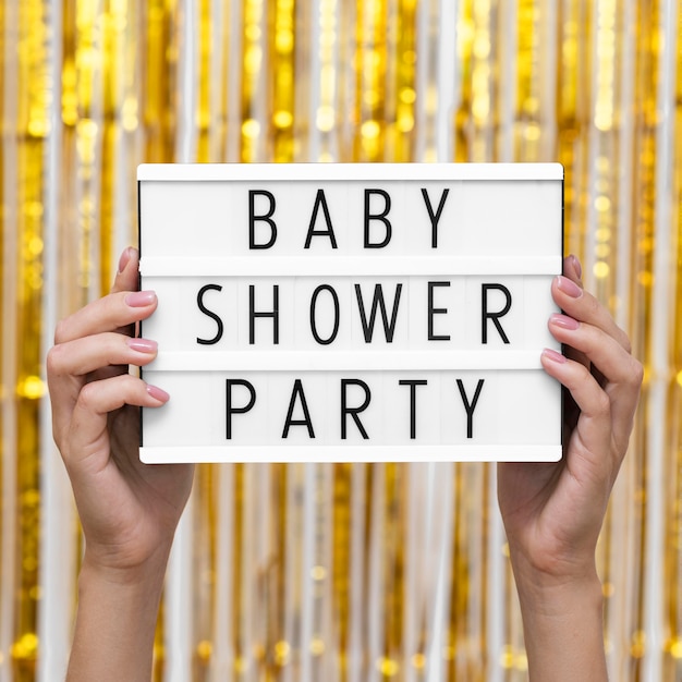 Free photo front view baby shower party concept