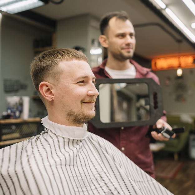 Front view of barbershop concept