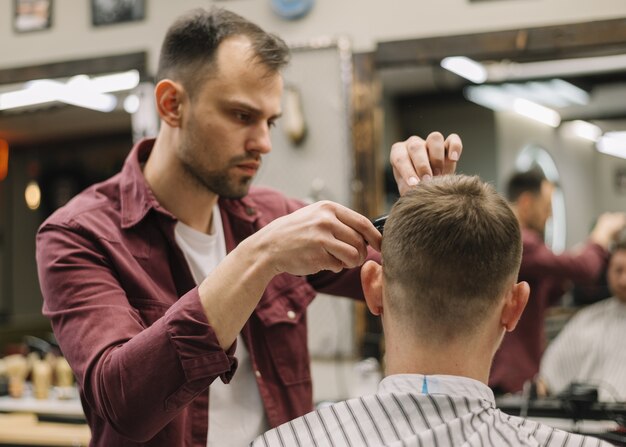 Front view of barbershop concept