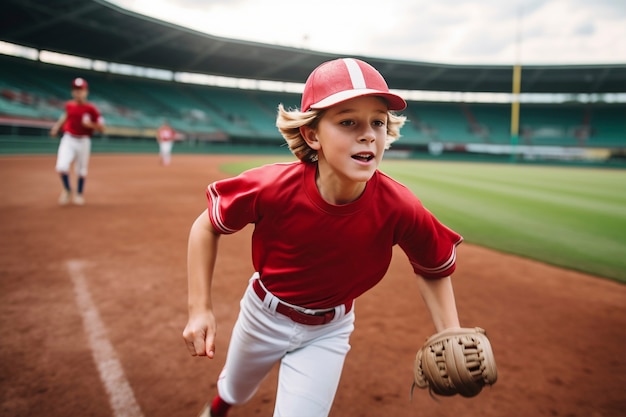 Front view baseball players on field