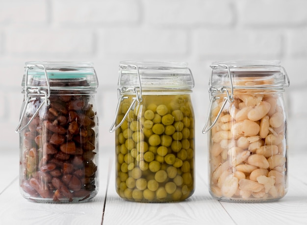 Free photo front view of beans arrangement in jar