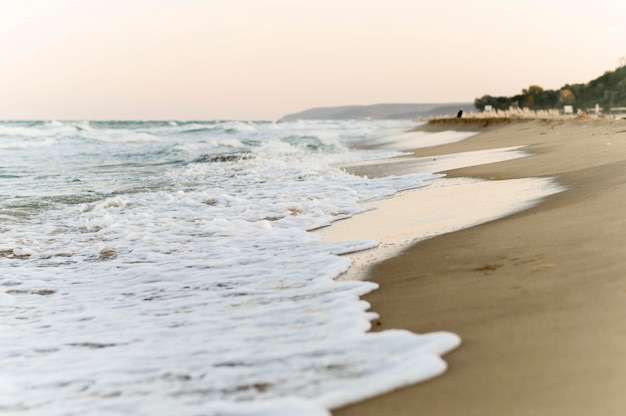 Free Photo front view of beautiful beach scenery