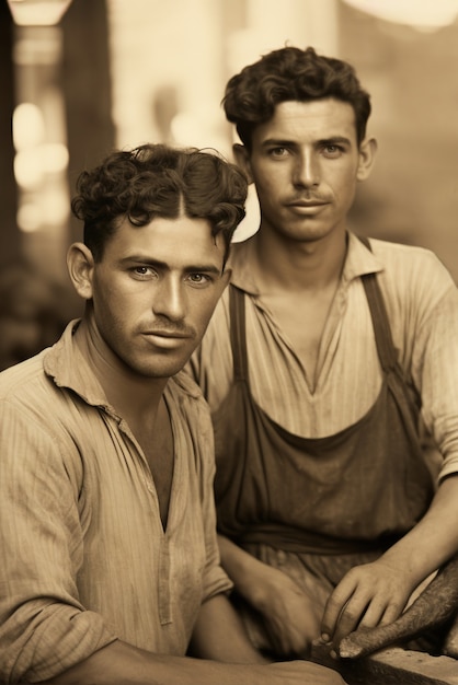 Free Photo front view beautiful couple posing vintage portrait