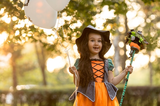 Free Photo front view of beautiful girl halloween concept