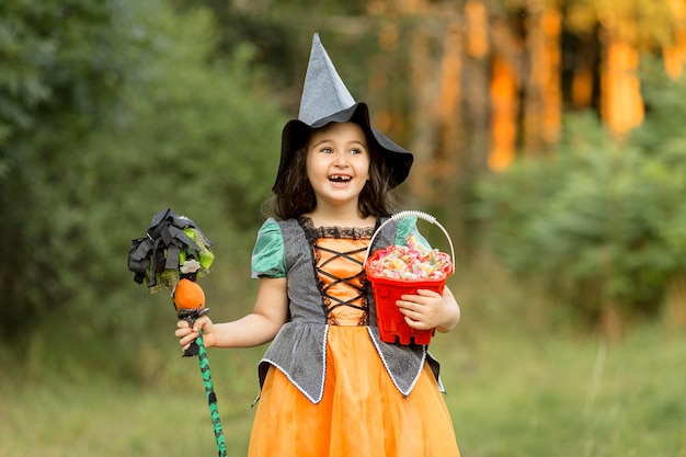 Free photo front view of beautiful girl halloween concept