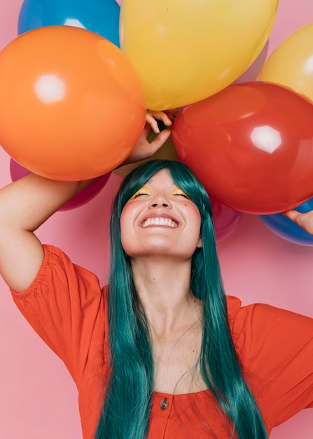 Free photo front view of beautiful happy woman