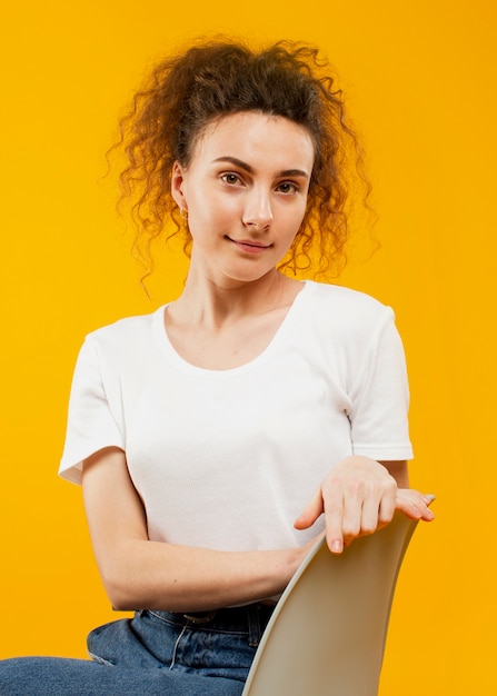 Front view of beautiful smiling woman