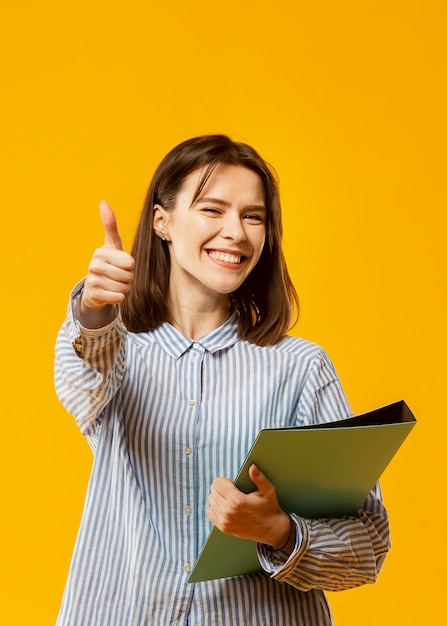 Front view of beautiful smiling woman