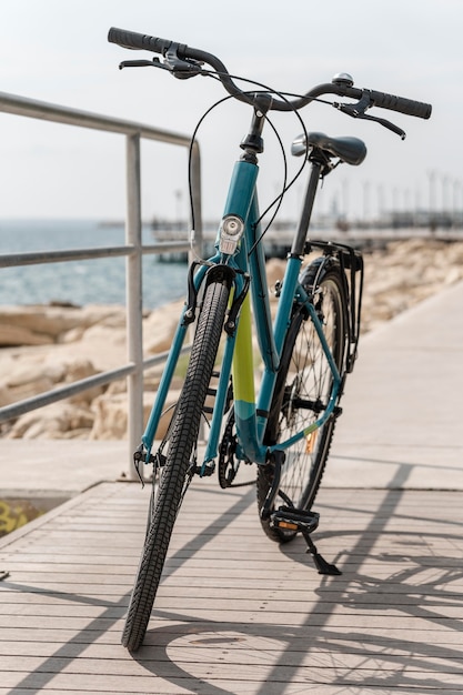 Free photo front view bike on the road