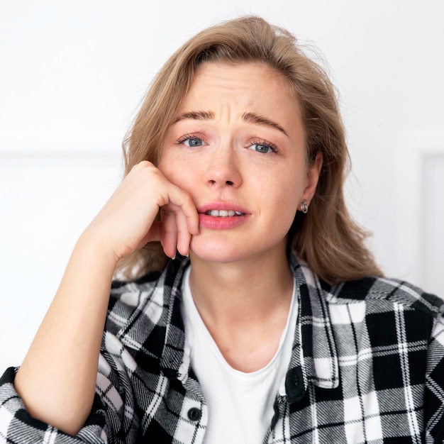 Free Photo front view of blonde woman