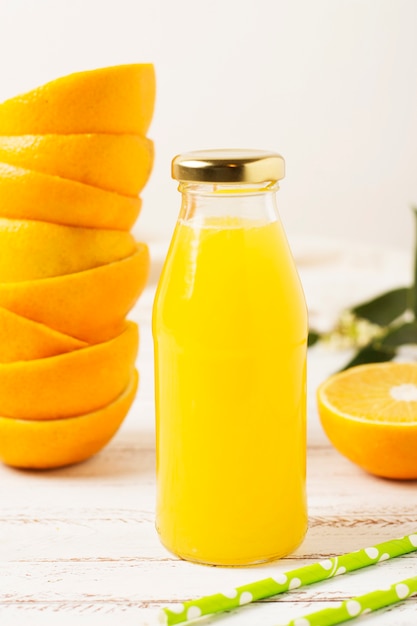 Front view bottle with orange juice