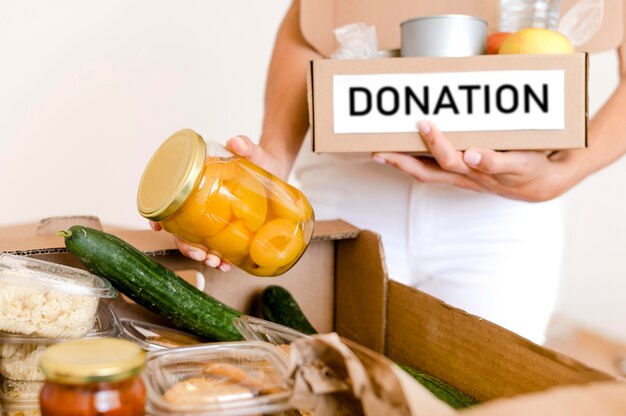 Front view of box with provisions for food day