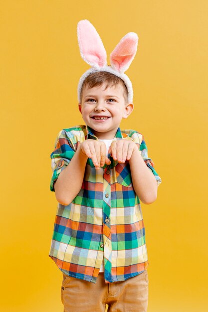 Front view boy in rabbit position