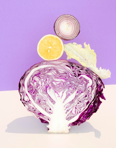 Free Photo front view of cabbage with onion