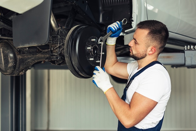 Front view car service male employee