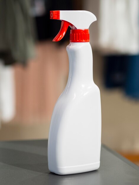 Front view of cleaning solution bottle