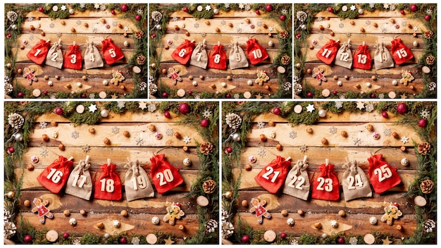 Front view colorful collection of advent calendar