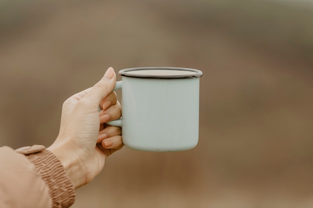 Free photo front view cup with hot tea for breaks