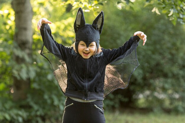 Front view of cute bat halloween costume