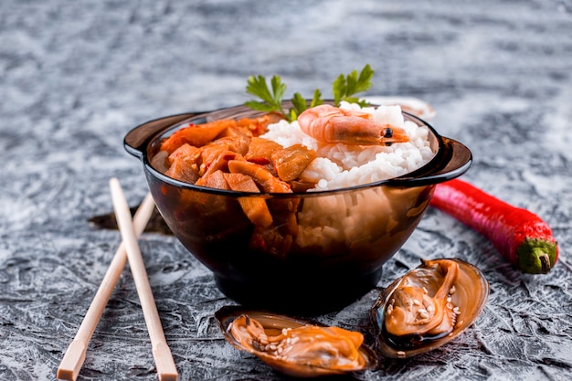 Free Photo front view delicious asian rice dish 