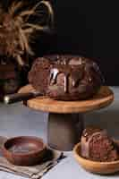 Free photo front view of delicious chocolate cake concept