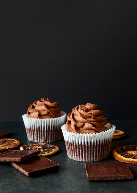 Free photo front view of delicious cupcake concept