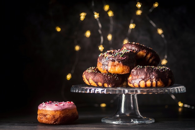 Front view of delicious donuts concept