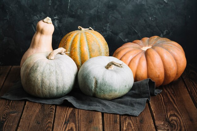 Front view display of pumpkins