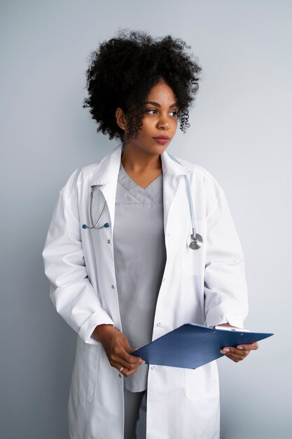 Front view doctor wearing white coat