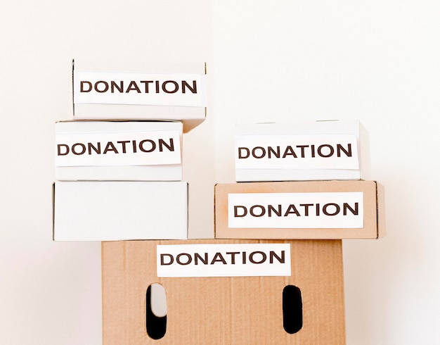 Free photo front view of donation boxes