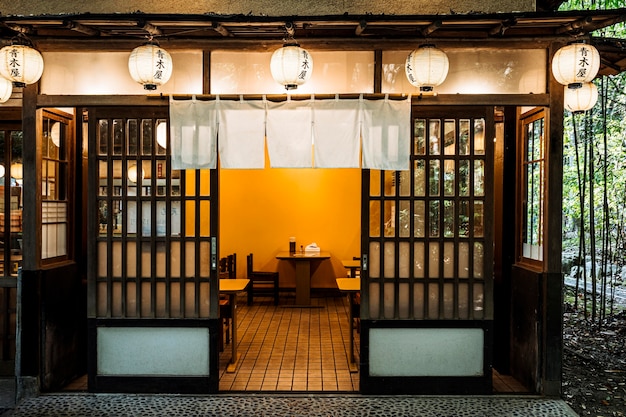 Front view of entrance to japanese temple