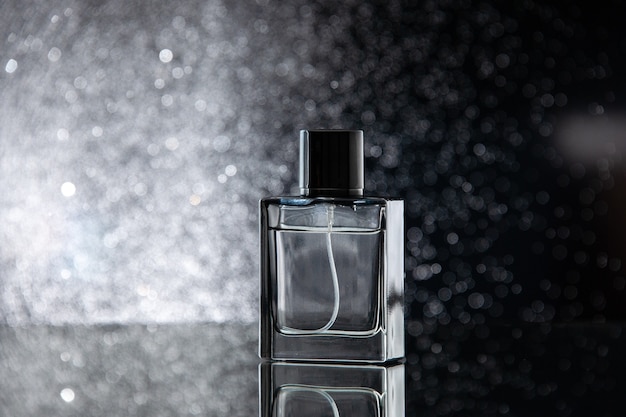 Front view expensive perfume as a present on a black table gift scent love fragnance smell valentines day marriage