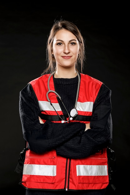 Free photo front view of female paramedic