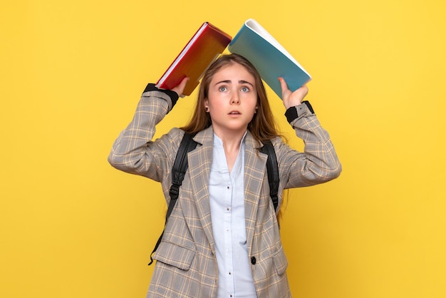 Free Photo front view of female student with files