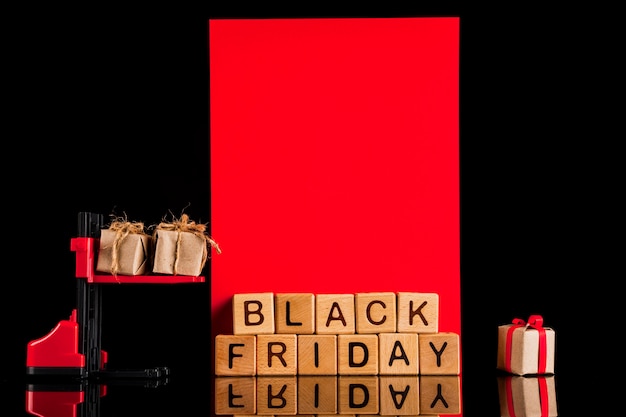 Front view of forklift on black and red background