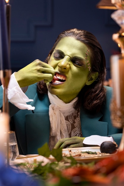 Front view frankenstein eating portrait