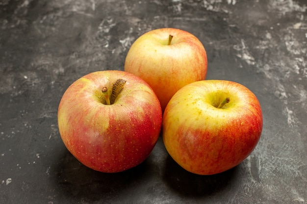 Front view fresh apples on dark fruits ripe vitamine tree mellow juice photo color