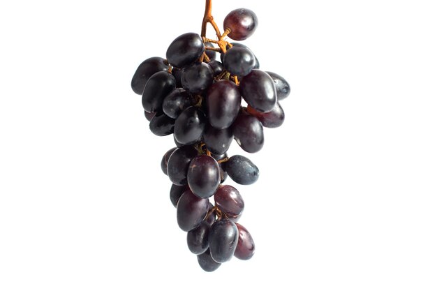 Front view fresh juicy grapes mellow and black ed on the white background