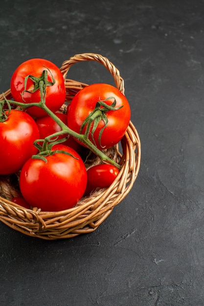 Free Photo front view fresh red tomatoes inside basket