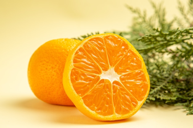 Front view fresh tangerines on white table