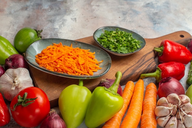 Front view fresh vegetables composition on white background meal color healthy life ripe diet