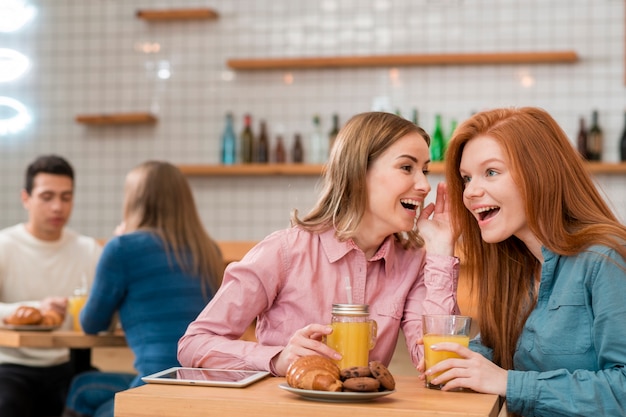 Front view of friends spending time together