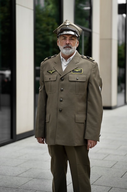 Free photo front view general wearing uniform