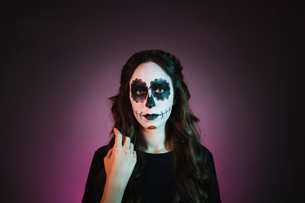 Front view of girl with halloween makeup