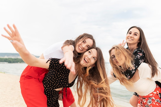 Front view of girls spending time together