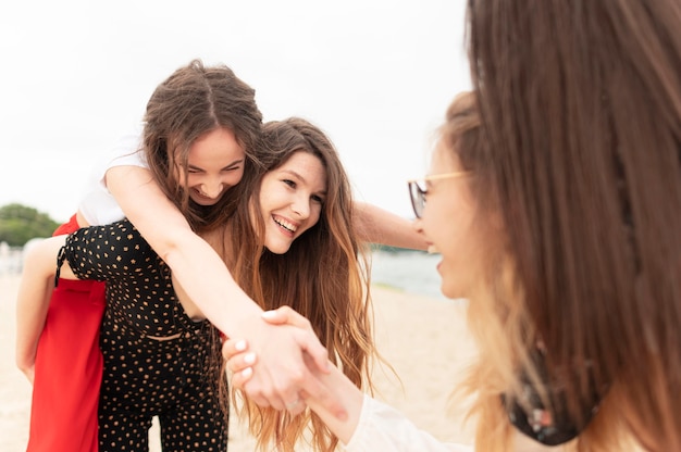 Front view of girls spending time together