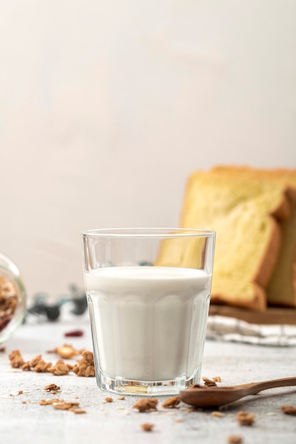 Front view glass of milk on the table