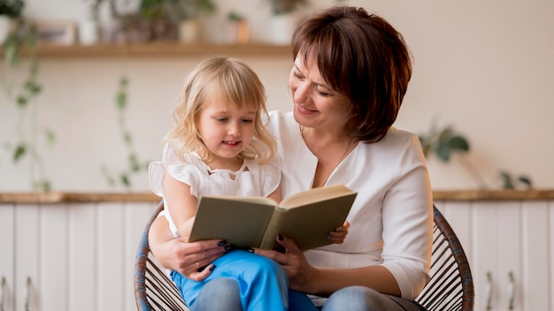 Front view of granddaughter and grandmother