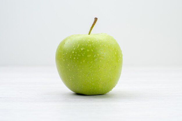 Front view green apple fresh fruit on white surface fruit tree summer vitamine